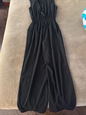 Monteau Black Sleeveless Wide-Leg Jumpsuit
